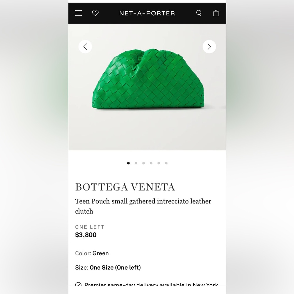 Brand NWT Bottega Veneta Teen Intrecciato Leather Pouch/Clutch in Parakeet Color - Picture 12 of 14
